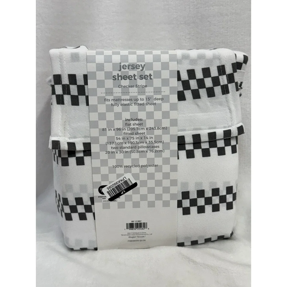 Sportopia Full Size Checkered Grid Jersey Sheet Set